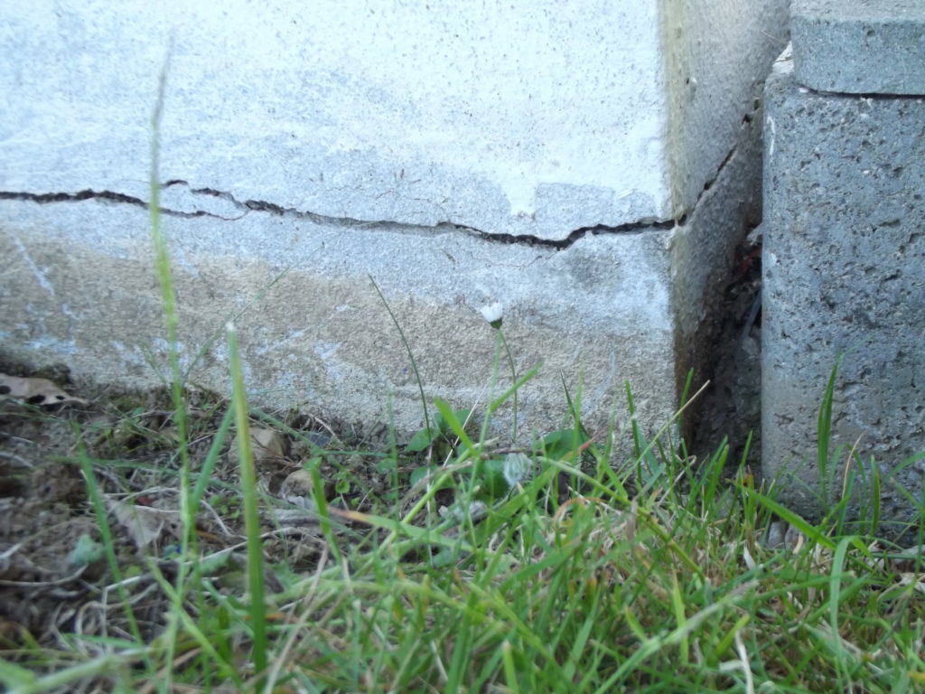 zoom sur une fissure sur un mur en parpaing